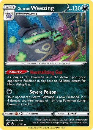 Galarian Weezing 113/192 - Reverse Holofoil SWSH02 Rebel Clash - Holo Rare