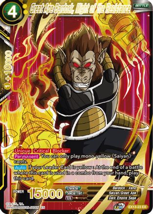 Great Ape Bardock, Might of the Resistance (EX13-23) - Special Anniversary Set 2020 Foil