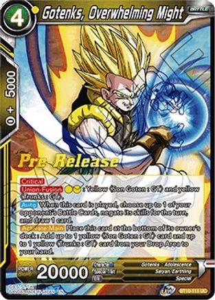 Gotenks, Overwhelming Might (BT10-111) - Rise of the Unison Warrior PreRelease Cards