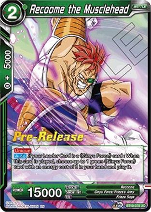 Recoome the Musclehead (BT10-078) - Rise of the Unison Warrior PreRelease Cards