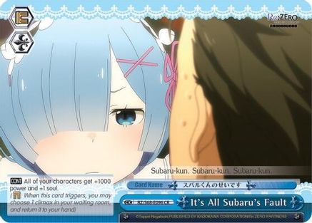 It's All Subaru's Fault (RZ/S68-E096 CR) - Re:ZERO Memory Snow