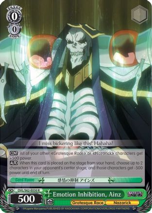 Emotion Inhibition, Ainz (OVL/S62-E030 R) - Nazarick: Tomb of the Undead