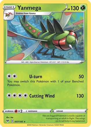 Yanmega 007/185 - Reverse Holofoil SWSH04 Vivid Voltage - Rare