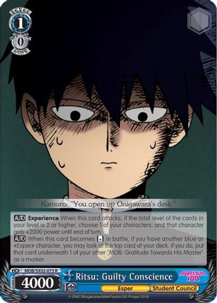Ritsu: Guilty Conscience (MOB/SX02-075 R) - Mob Psycho 100