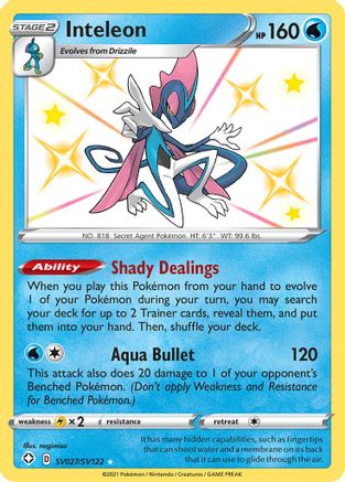 Inteleon SV027/SV122 - Holofoil Shining Fates Shiny Vault - Shiny Holo Rare