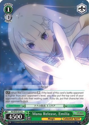 Mana Release, Emilia (Parallel Foil) (RZ/SE35-E12 R) - Re:ZERO: The Frozen Bond