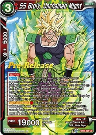 SS Broly, Unchained Might (BT13-025) - Supreme Rivalry PreRelease Cards