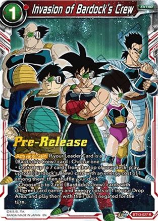 Invasion of Bardock's Crew (BT13-027) - Supreme Rivalry PreRelease Cards