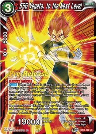 SSG Vegeta, to the Next Level (BT13-022) - Supreme Rivalry PreRelease Cards