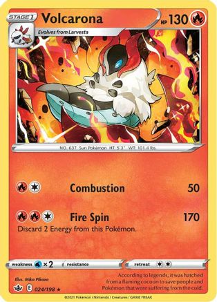 Volcarona 024/198 - Reverse Holofoil SWSH06 Chilling Reign - Rare