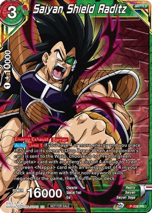 Saiyan Shield Raditz (Winner Stamped) (P-326) - Tournament Promotion Cards