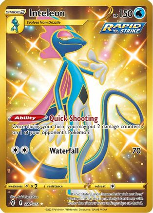 Inteleon (Secret) 227/203 - Holofoil SWSH07 Evolving Skies - Secret Rare