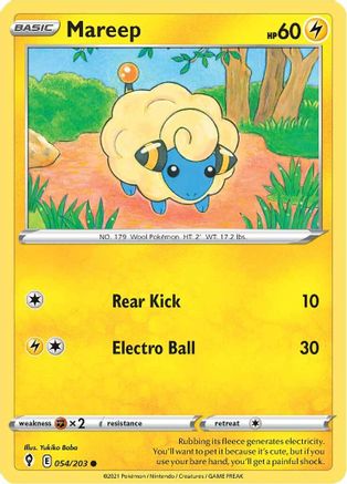 Mareep 054/203 - Reverse Holofoil SWSH07 Evolving Skies - Common