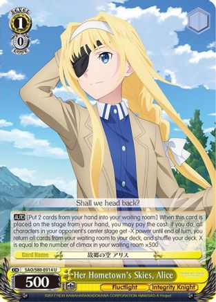 Her Hometown's Skies, Alice (SAO/S80-E014 U) - Sword Art Online -Alicization- Vol.2