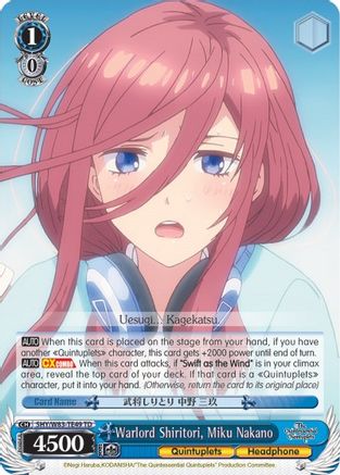 Warlord Shiritori, Miku Nakano (5HY/W83-TE49 TD) - The Quintessential Quintuplets