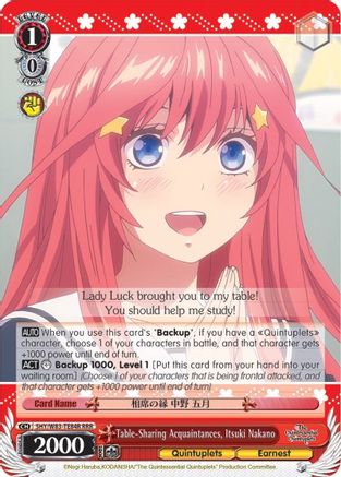 Table-Sharing Acquaintances, Itsuki Nakano (RRR) (5HY/W83-TE84R RRR) - The Quintessential Quintuplets