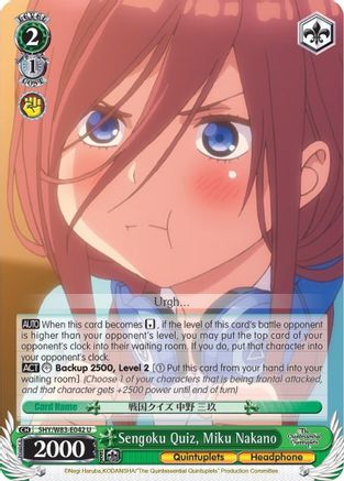 Sengoku Quiz, Miku Nakano (5HY/W83-E042 U) - The Quintessential Quintuplets