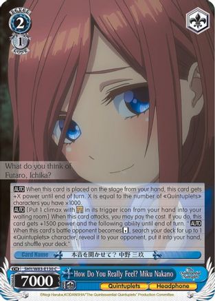 How Do You Really Feel? Miku Nakano (5HY/W83-E130 C) - The Quintessential Quintuplets