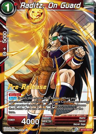 Raditz, On Guard (BT15-005) - Saiyan Showdown PreRelease Cards