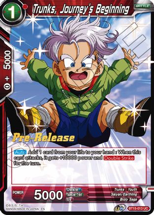 Trunks, Journey's Beginning (BT15-013) - Saiyan Showdown PreRelease Cards
