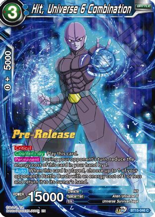 Hit, Universe 6 Combination (BT15-046) - Saiyan Showdown PreRelease Cards