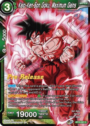 Kaio-Ken Son Goku, Maximum Gains (BT15-067) - Saiyan Showdown PreRelease Cards