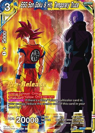 SSG Son Goku & Hit, Temporary Truce (BT15-146) - Saiyan Showdown PreRelease Cards