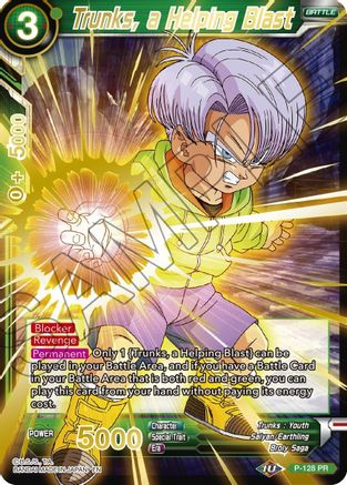 Trunks, a Helping Blast (Gold Stamped) (P-128) - Mythic Booster Foil