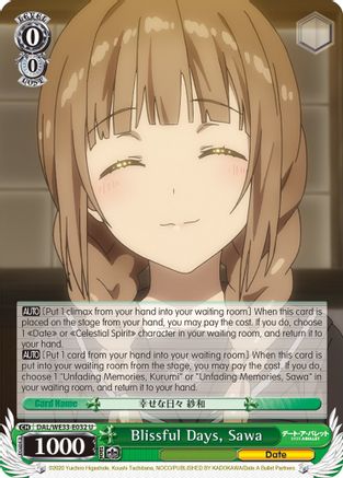 Blissful Days, Sawa (Parallel Foil) (DAL/WE33-E032 U) - Date A Bullet