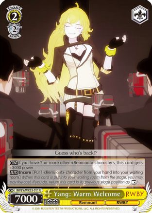 Yang: Warm Welcome (RWBY/WX03-011 U) - RWBY
