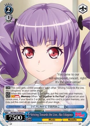 Striving Towards the Live, Ako Udagawa (Parallel Foil) (BD/WE35-E43 U) - Poppin’Party x Roselia