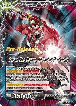 Dabura // Demon God Dabura, Diabolical Awakening (BT16-098) - Realm of the Gods PreRelease Cards