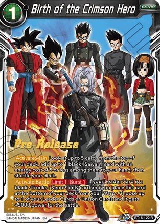 Birth of the Crimson Hero (BT16-122) - Realm of the Gods PreRelease Cards