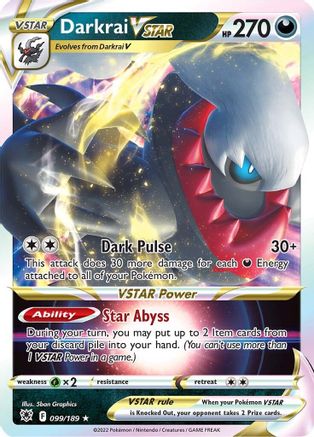 Darkrai VSTAR 099/189 - Holofoil SWSH10 Astral Radiance - Ultra Rare