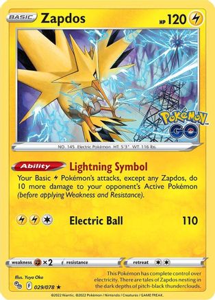 Zapdos 029/078 - Holofoil Pokemon GO - Holo Rare