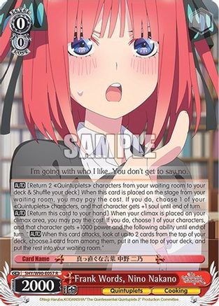 Frank Words, Nino Nakano (5HY/W90-E057 R) - The Quintessential Quintuplets 2