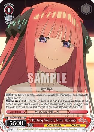 Parting Words, Nino Nakano (SR) (5HY/W90-E070S SR) - The Quintessential Quintuplets 2