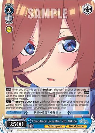 Coincidental Encounter? Miku Nakano (SR) (5HY/W90-E090S SR) - The Quintessential Quintuplets 2