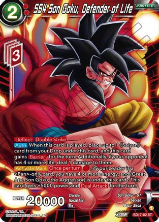 SS4 Son Goku, Defender of Life (Silver Foil) (SD17-02) - Dawn of the ZLegends Foil