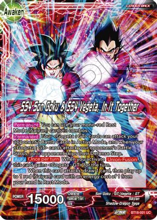 Son Goku & Vegeta // SS4 Son Goku & SS4 Vegeta, In It Together (BT18-001) - Dawn of the ZLegends