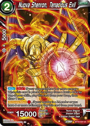 Nuova Shenron, Tenacious Evil (BT18-024) - Dawn of the ZLegends Foil