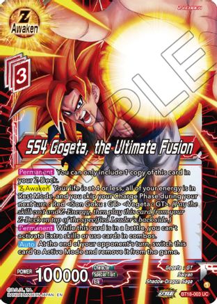 SS4 Gogeta, the Ultimate Fusion (BT18-003) - Dawn of the ZLegends Foil