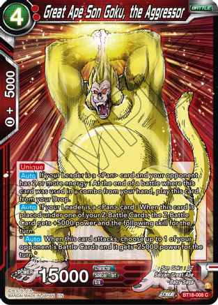 Great Ape Son Goku, the Aggressor (BT18-008) - Dawn of the ZLegends Foil