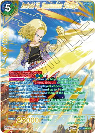 Android 18, Measureless Strength (SPR) (BT18-144) - Dawn of the ZLegends Foil