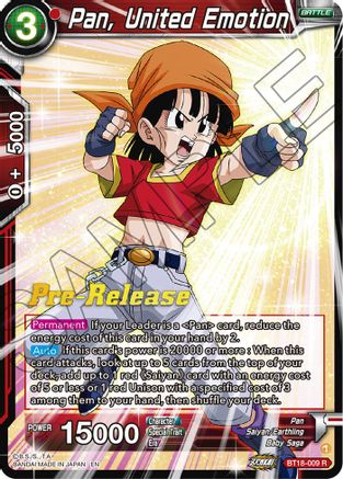 Pan, United Emotion (BT18-009) - Dawn of the ZLegends PreRelease Cards
