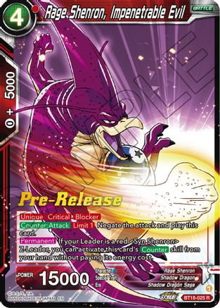 Rage Shenron, Impenetrable Evil (BT18-025) - Dawn of the ZLegends PreRelease Cards
