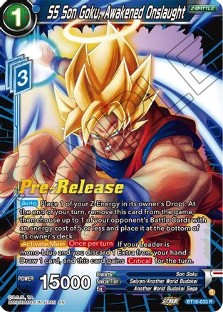 SS Son Goku, Awakened Onslaught (BT18-033) - Dawn of the ZLegends PreRelease Cards