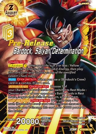 Bardock, Saiyan Determination (BT18-091) - Dawn of the ZLegends PreRelease Cards