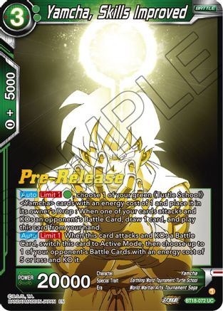 Yamcha, Skills Improved (BT18-072) - Dawn of the ZLegends PreRelease Cards
