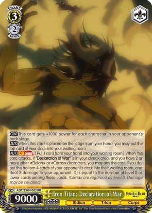 Eren Titan: Declaration of War (AOT/SX04-003 RR) - Attack On Titan: Final Season